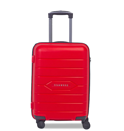 Red Textured Hard-Sided Medium Trolley Suitcase